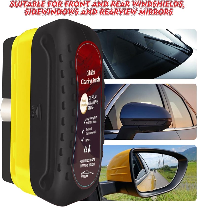 Eiruseed Automotive Oil Film Cleaning Brush with Reusable Foam Sprayer, Upgraded Antifog Glass Cleaning Board, Glass Oil Film Remover for Car Windows & Windshields, Versatile Car Glass Cleaner Brush (Black) - Image 3